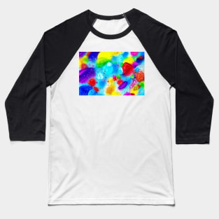 Abstract vibrant colors fun, celebration and joy paints merging, merging, underwater cool blue Baseball T-Shirt